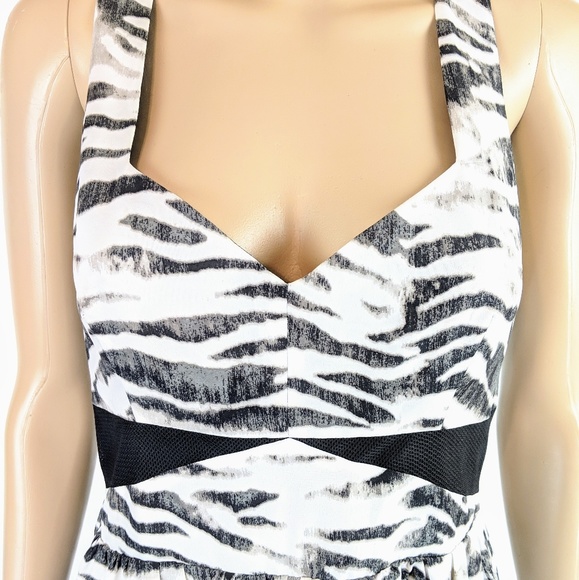 AMBAR Black & White Zebra Print Racerback High Low Dress - Picture 2 of 7